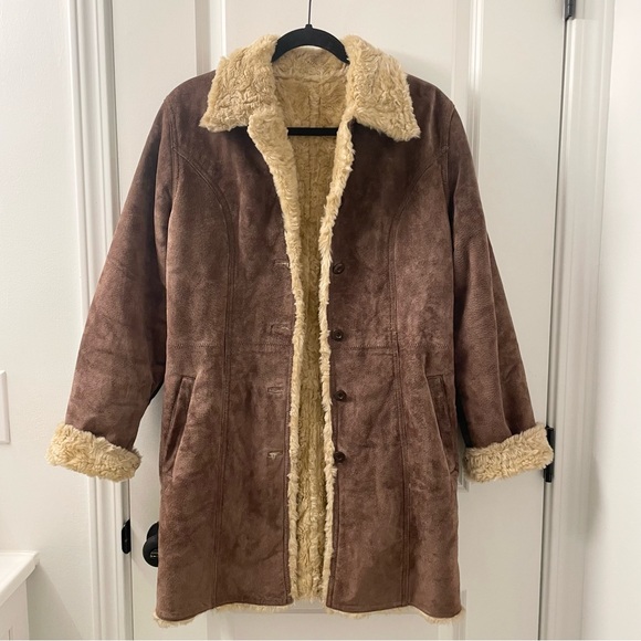 Wilson’s Leather Vintage Brown Suede Faux Fur Lined Penny Lane Jacket Size Small - Picture 7 of 7